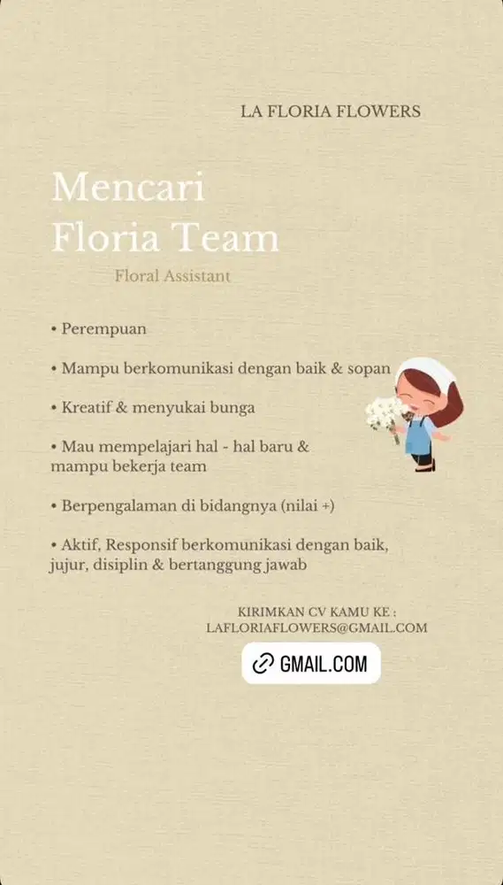 Mencari Karyawati untuk florist