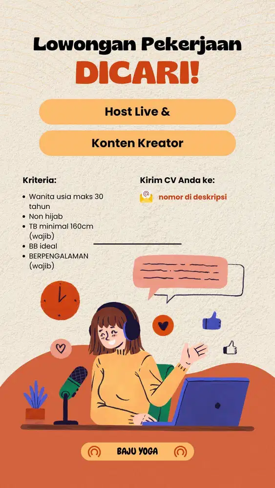 loker host live dan konten kreator