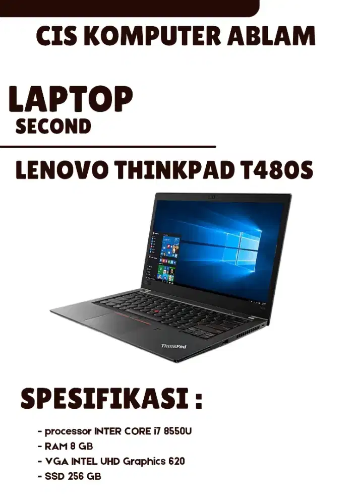 Jual Laptop Second Lenovo THINKPAD T480S