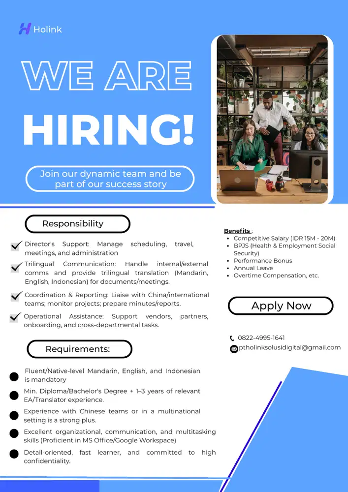 Executive Assistant & Translator (Mandarin Speakers & Translator)