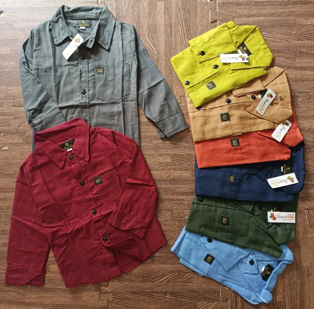 Kemeja polos panjang anak 123 tahun