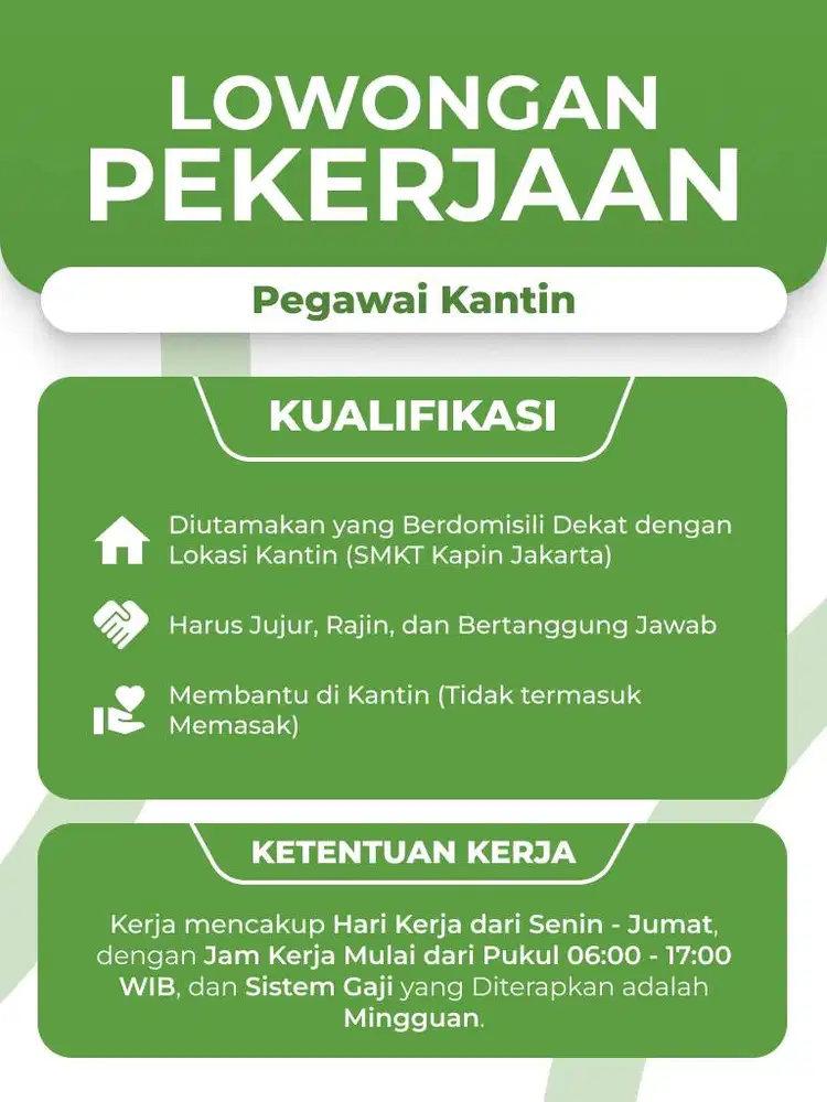 Lowongan Pekerjaan - Pegawai Kantin