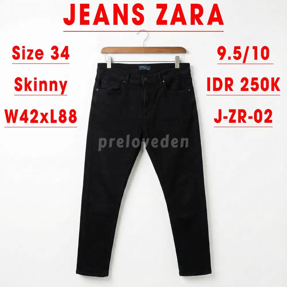 (Preloved) Celana Jeans Panjang Pria Zara Black Size 34 Skinny Fit