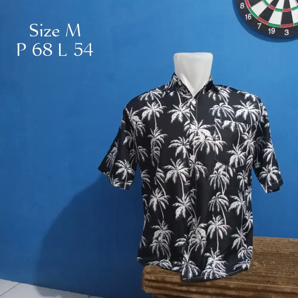 kemeja pantai full print motif kelapa