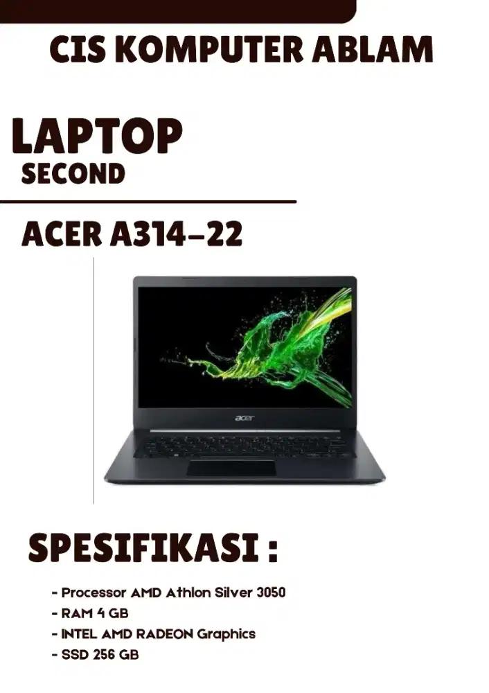 Jual laptop ACER A314-22
