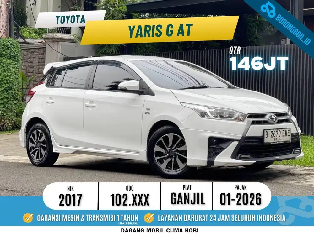 TOYOTA YARIS G UPGRADE TRD MATIC 2017 PUTIH ISTIMEWA FULLSET PAJAK PNJ