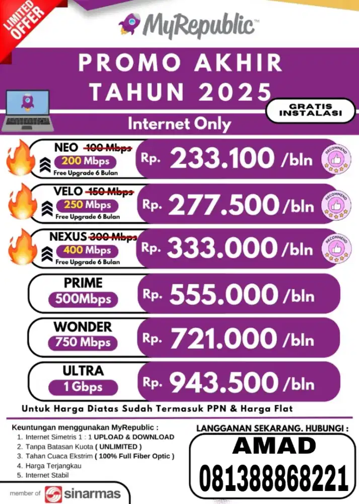 Promo Pasang Wi-Fi internet MyRepublic
