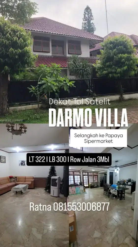 Dijual Rumah Darmo Villa Dekat Tol Satelit Dekat Papaya