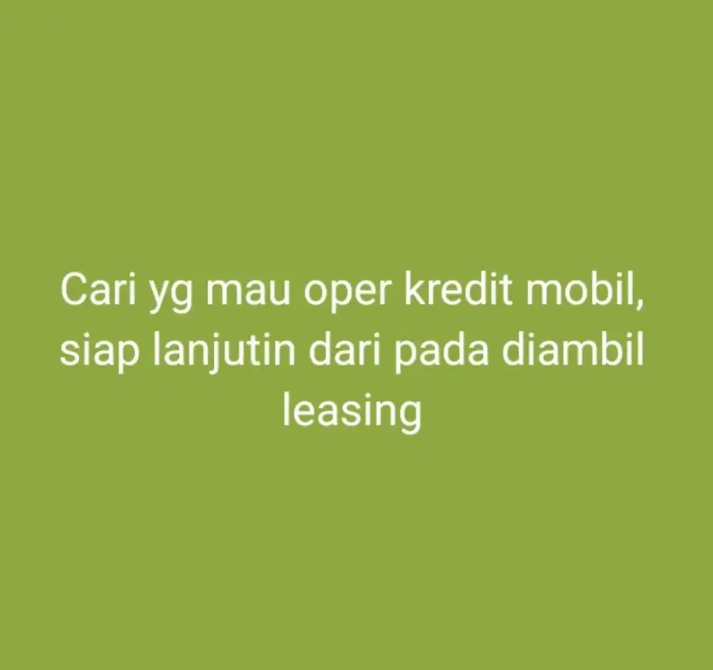Cari yg mau over kredi mobil