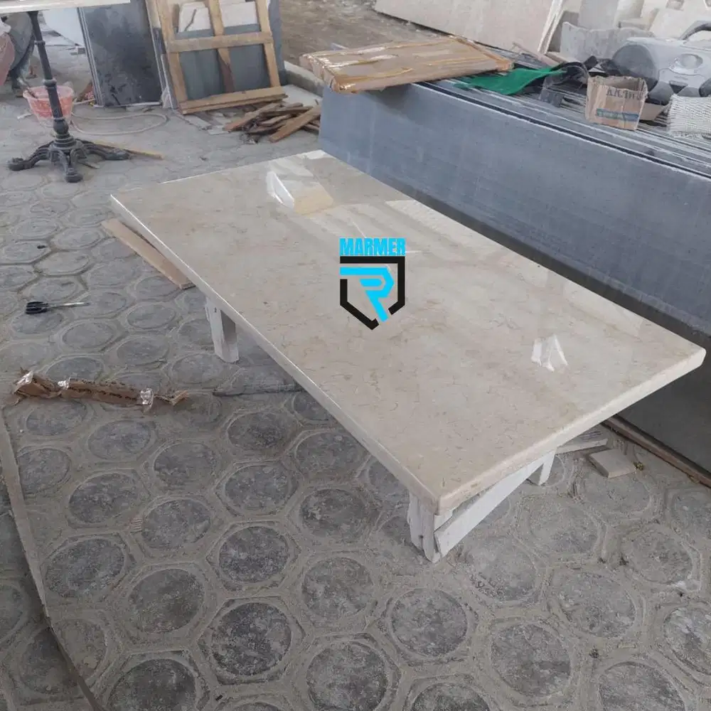 Daun meja batu marmer putih bersih