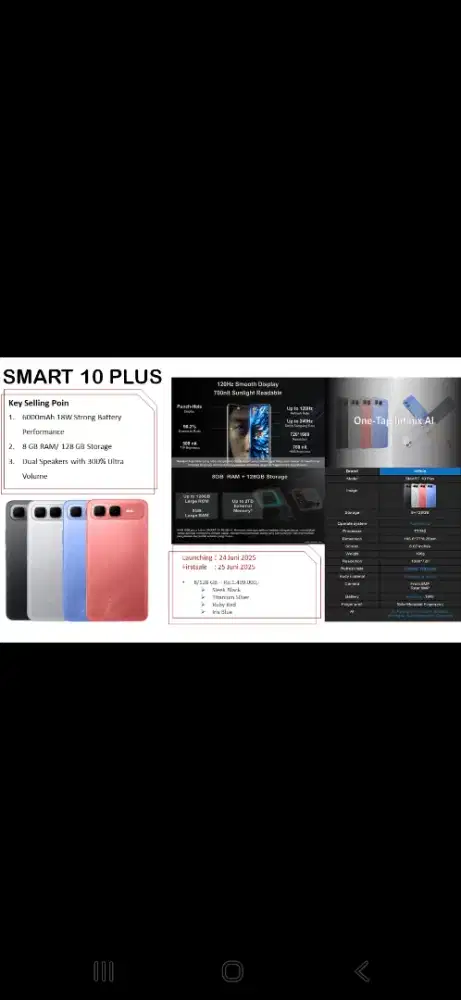 Infinix start 1 juta an