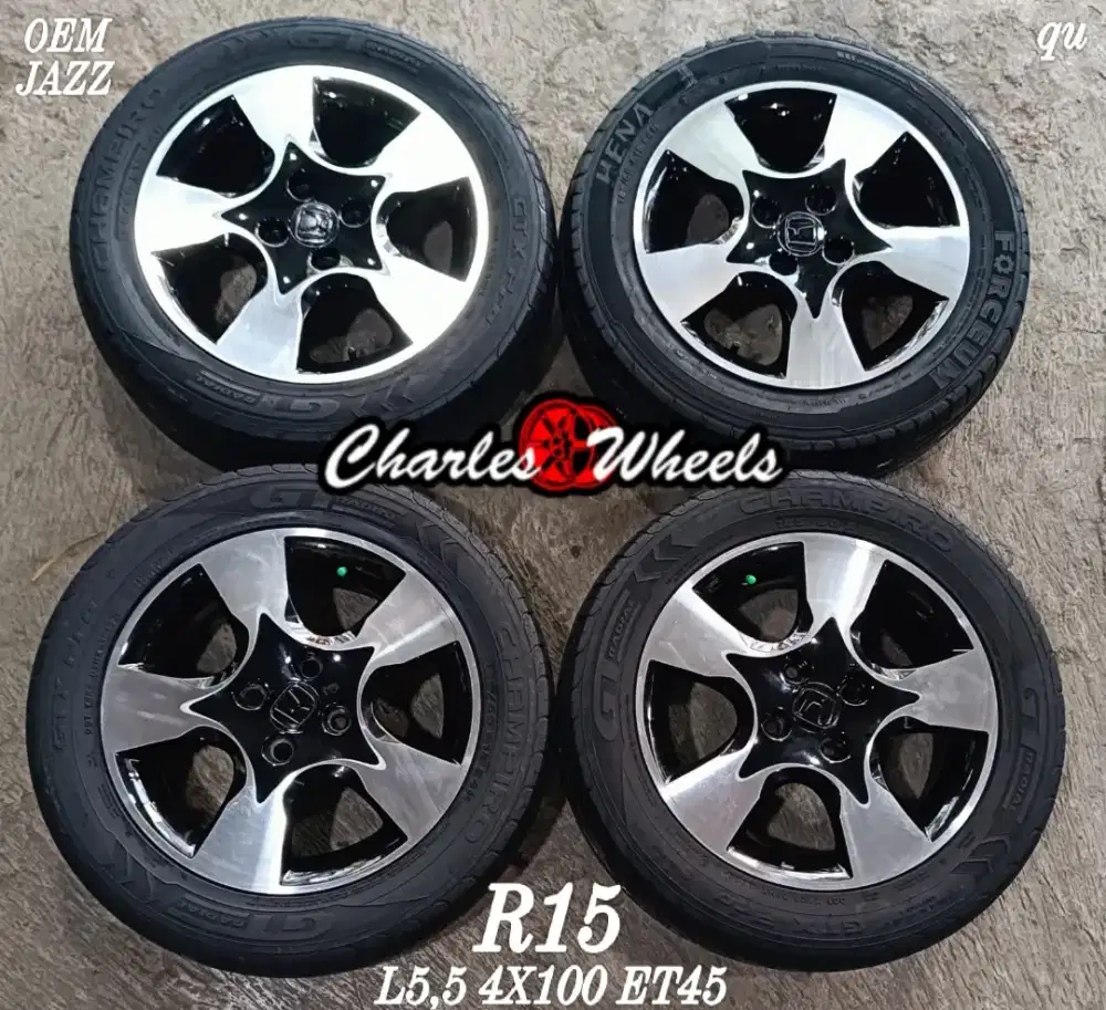 Jual velg + ban oem jazz r15 4x100 brio agya ayla dll