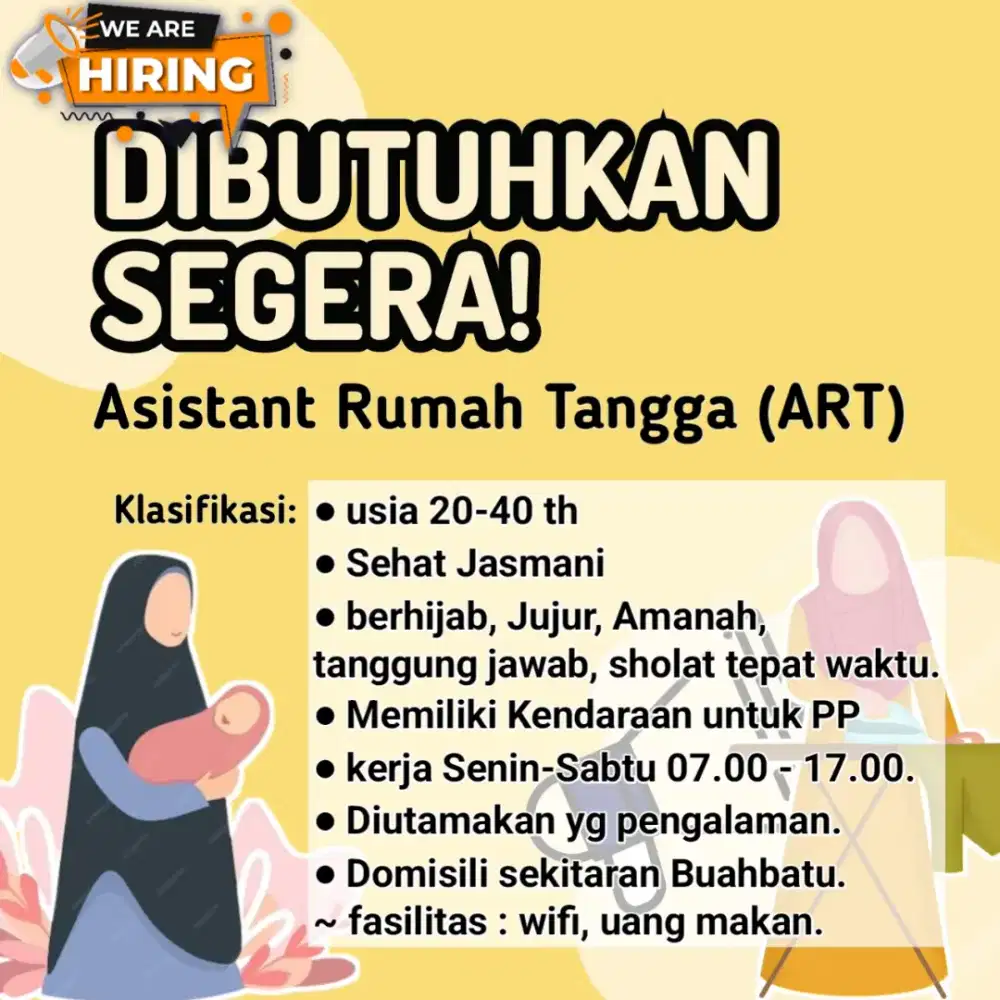 Lowongan ART asistant rumah tangga