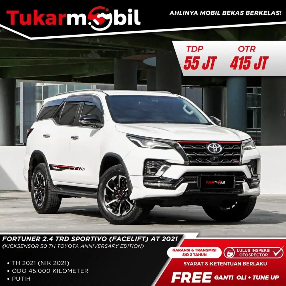 [BERGARANSI] TOYOTA FORTUNER 2.4 TRD SPORTIVO MATIC TAHUN 2021 FACELIF