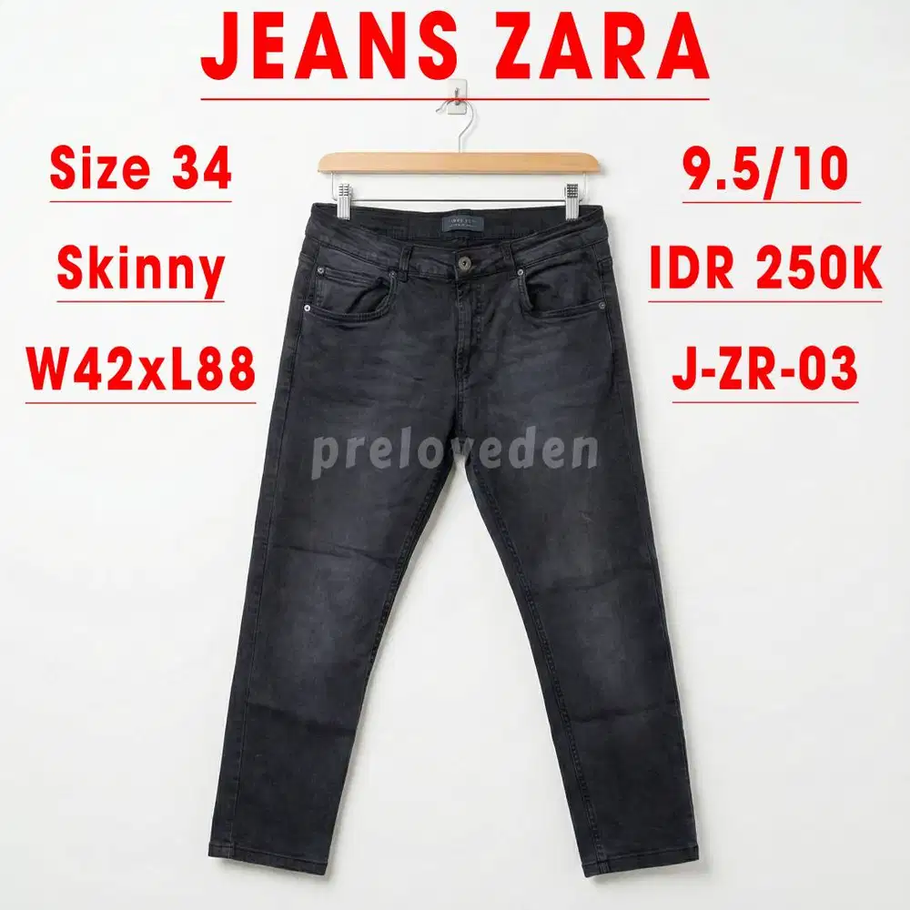 (Preloved) Celana Jeans Panjang Pria Zara Basic Black Size 34 Skinny