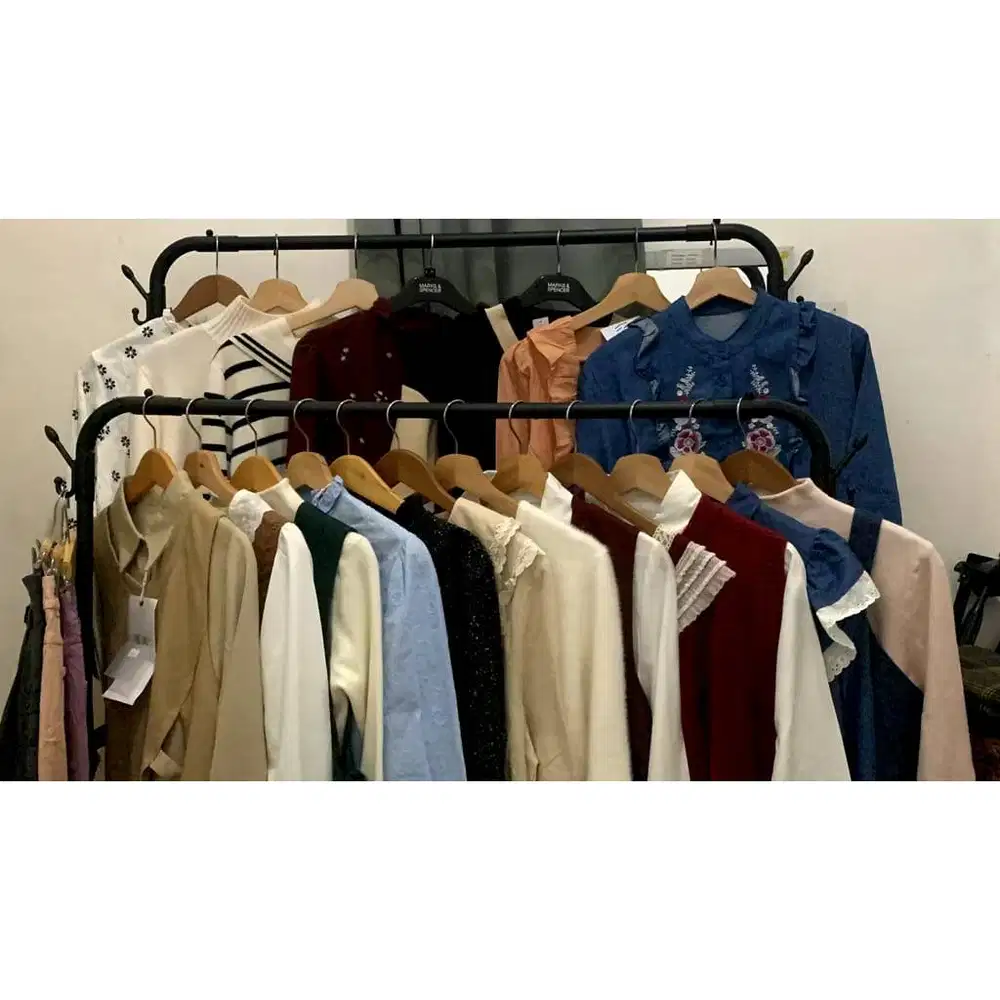 Baju atasan wanita, kemeja oneset, cardigan, sweater, rajut. Powi.co