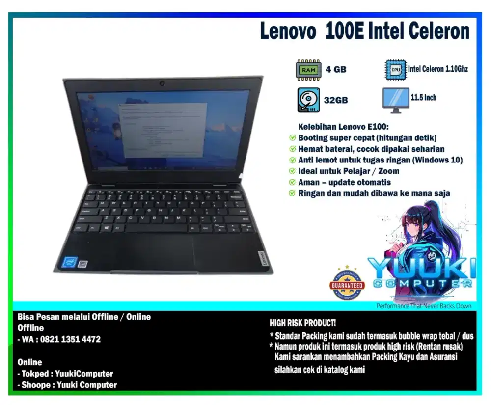LENOVO E100 – WINDOWS 10 SIAP PAKAI!
