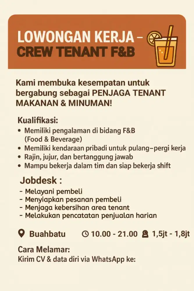 PENJAGA TENANT MAKANAN & MINUMAN