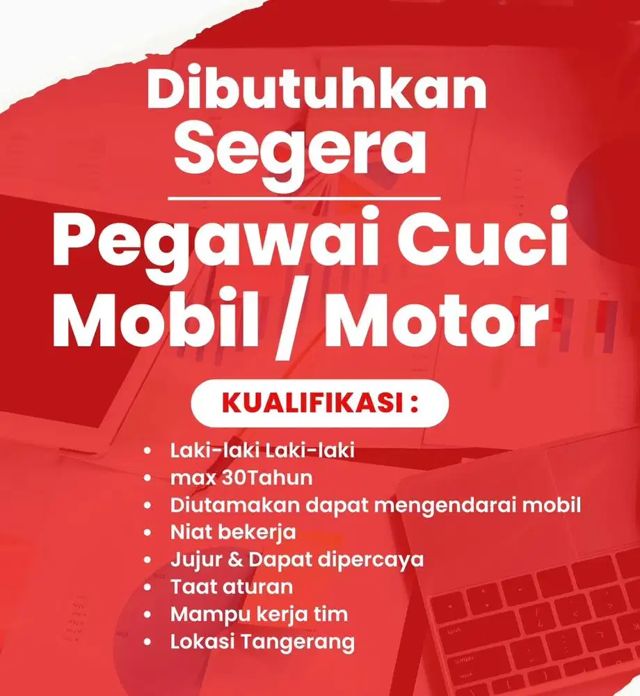 Lowongan pegawai cuci mobil / motor