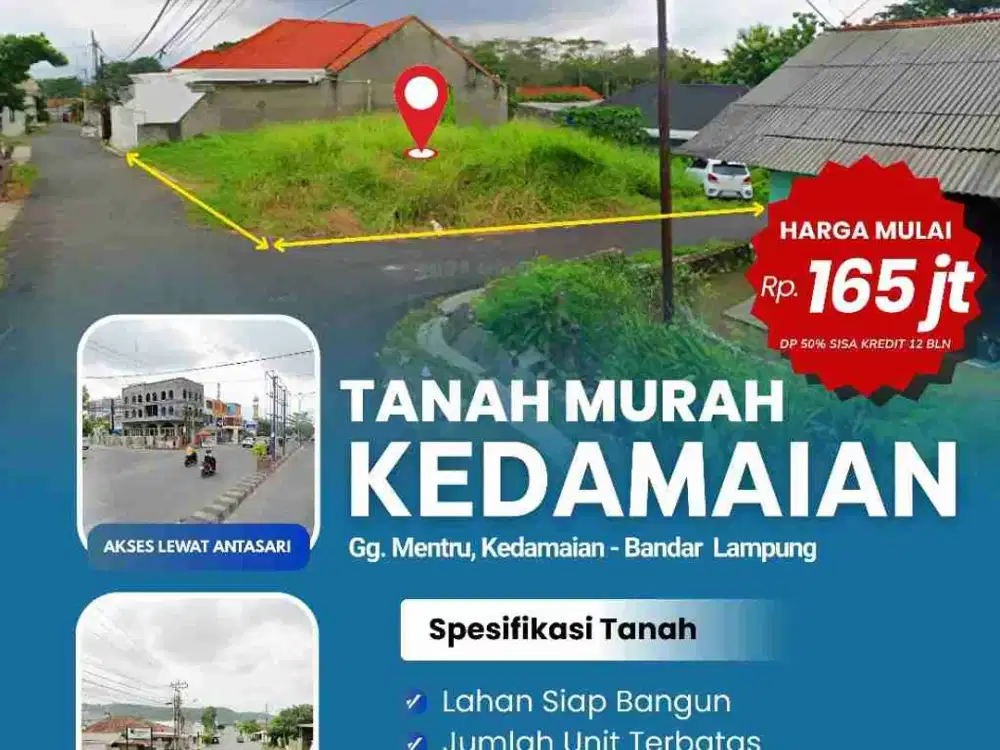 TANAH KAVLING MURAH 400 M2 KEDAMAIAN STRATEGIS SIAP BANGUN BEBAS BANJIR