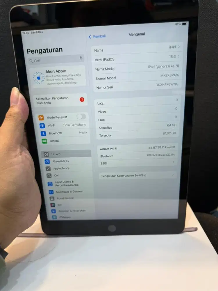Ipad gen 9 64 ibox garansi aktif