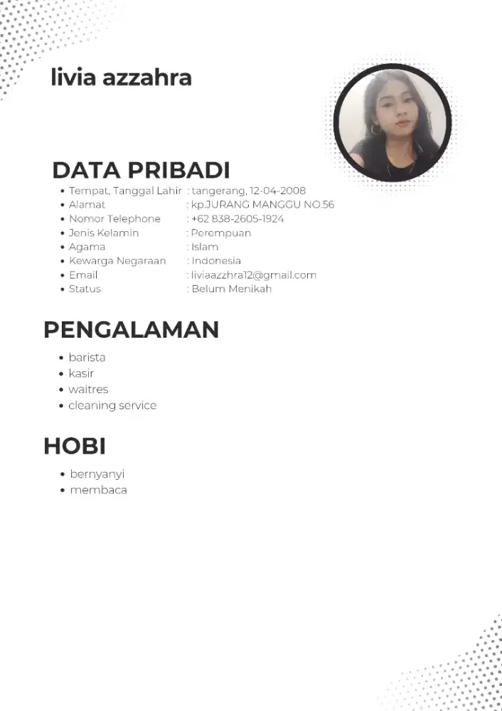 butuh pekerjaan yang deket soalnya ga ada kendaraan