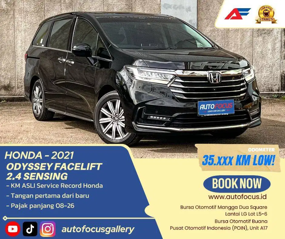 Pajak 2026 Honda Odyssey 2.4 E AT Facelift Sensing Sunroof Nik 2021
