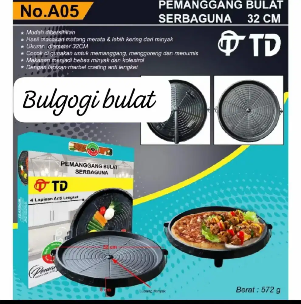 Grill Bulgogi Bulat 32cm/Pemanggang Bulat Serbaguna