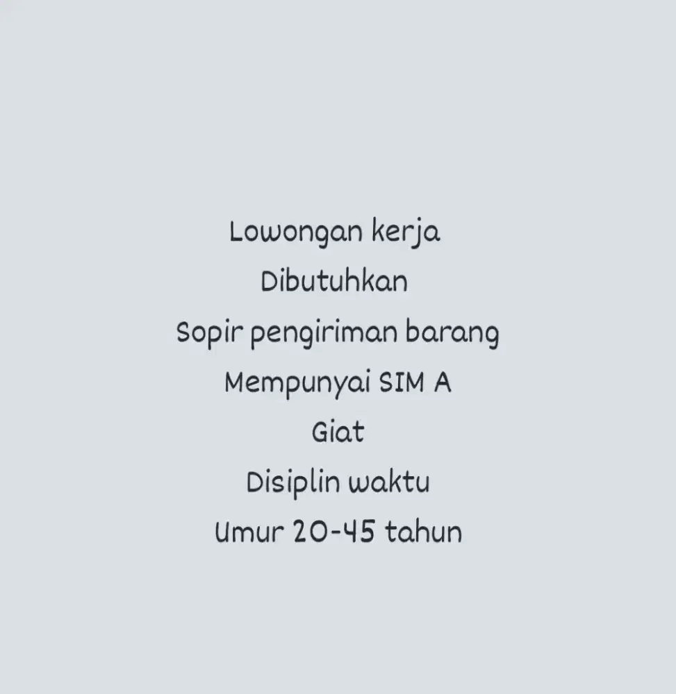 Lowongan kerja driver