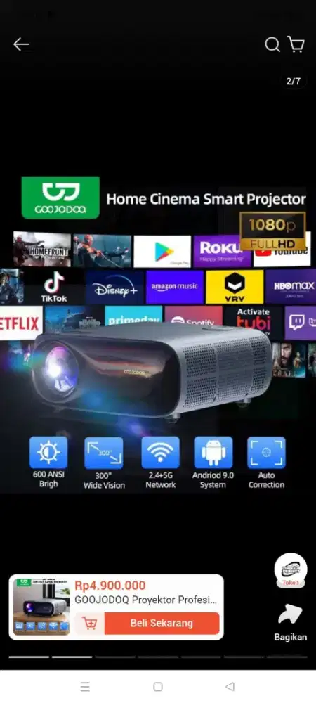 GOOJODOQ PROYEKTOR ORIGINAL SMART ANDROID SYSTEM