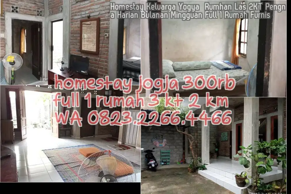 Homestay Keluarga Yogya  Rumhan Las 2KT Pengna Harian Bulanan Mingguan