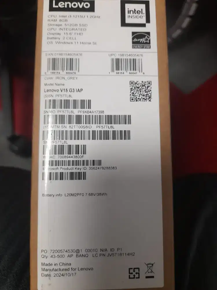 Lenovo V15 G3 IAP I3-1215U 1.2GHz