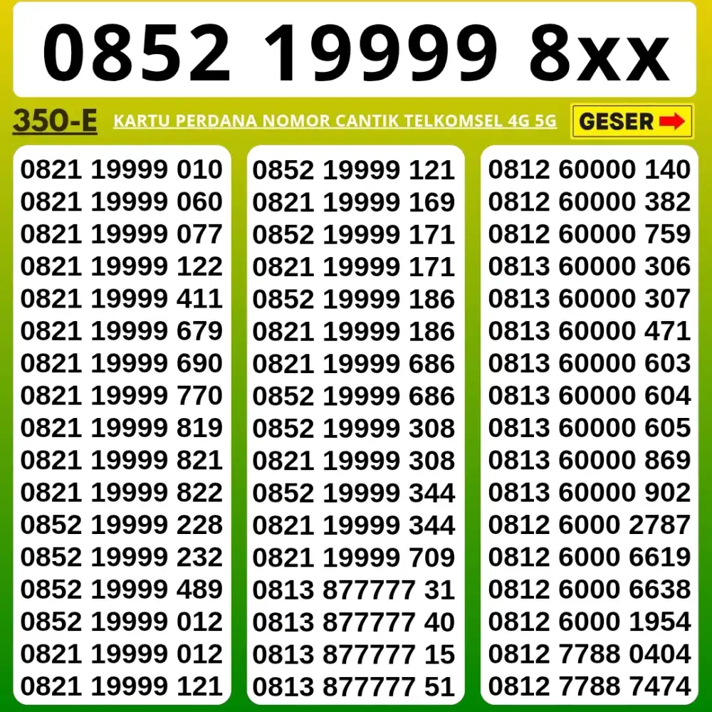 Nomor Cantik Simpati Kartu Perdana Telkomsel simpati tahun lahir mewah