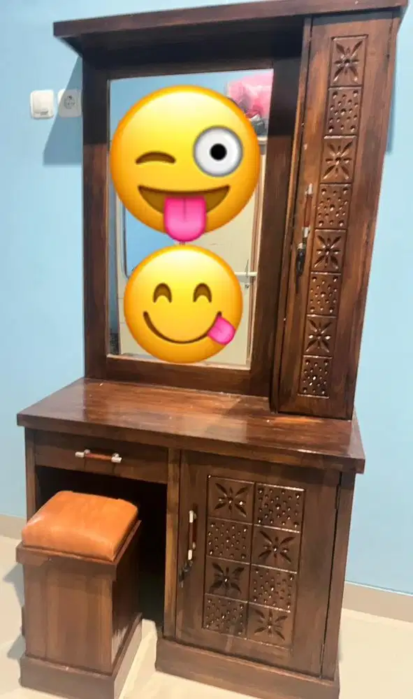 meja rias jati dan bangku