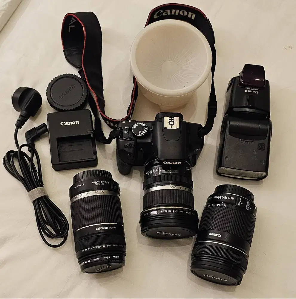 Canon 450D Digital SLR with 3 Canon EF-S Lenses and Speedlite Flash