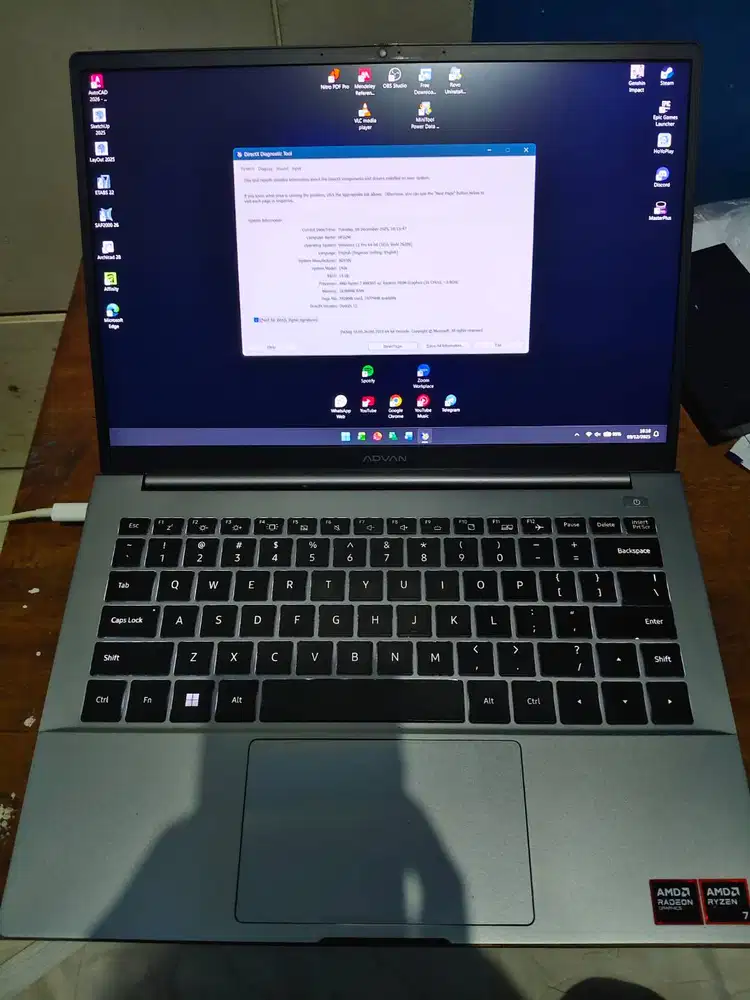 Laptop Advan AI Gen Laptop Office Kantoran Tipis Ringan