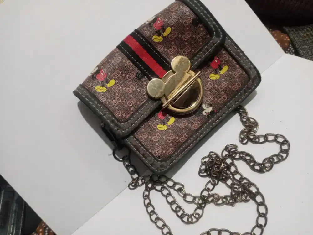 Dompet Selempang Motif Kartun Cute + Rantai Metal