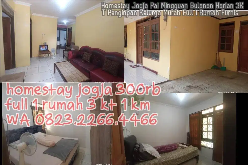 Homestay Jogja Pai Mingguan Bulanan Harian 3KT Penginpan Kelurga Murah