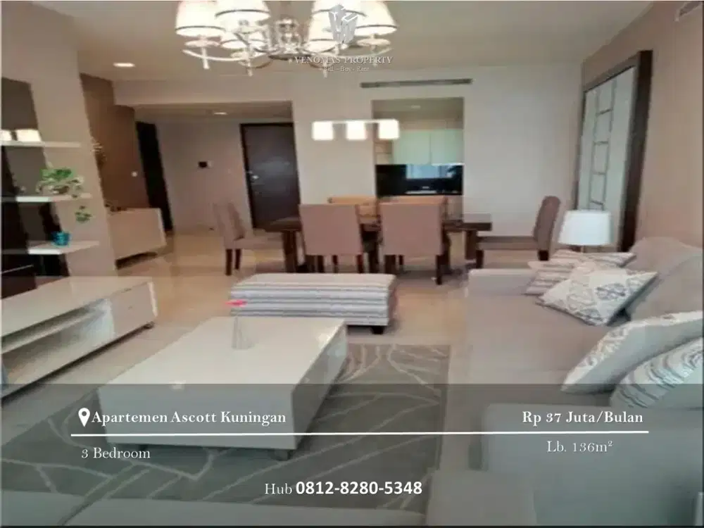 Disewakan Apartment Ascott Kuningan 2BR+1 Full Furnished
