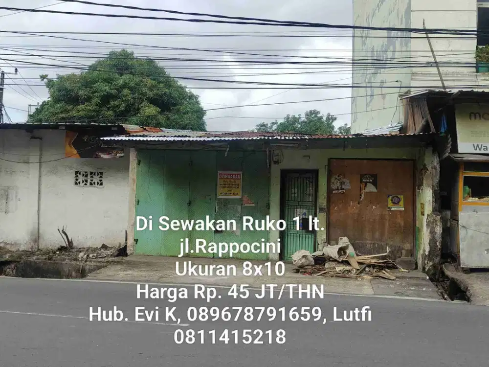 Di Sewakan Ruko 1 lt, jl Rappocini Raya, Poros jalan