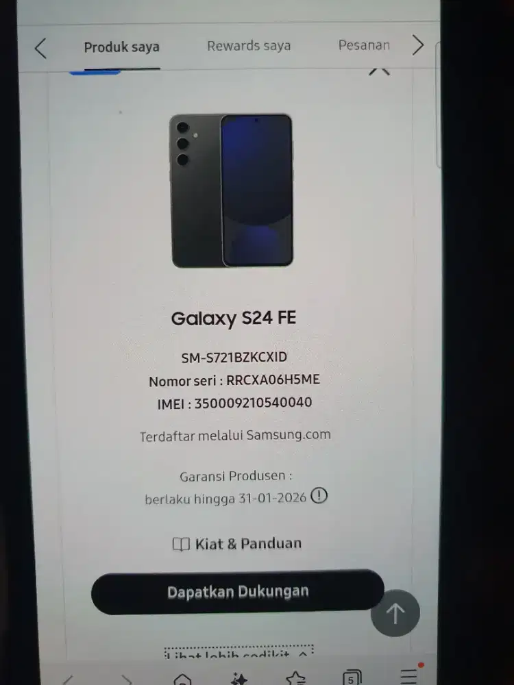 Samsung S24 Fe fullset Ex sein garansi