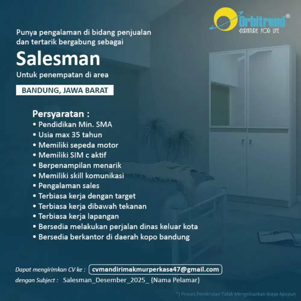 Dibutuhkan segera sales Furniture