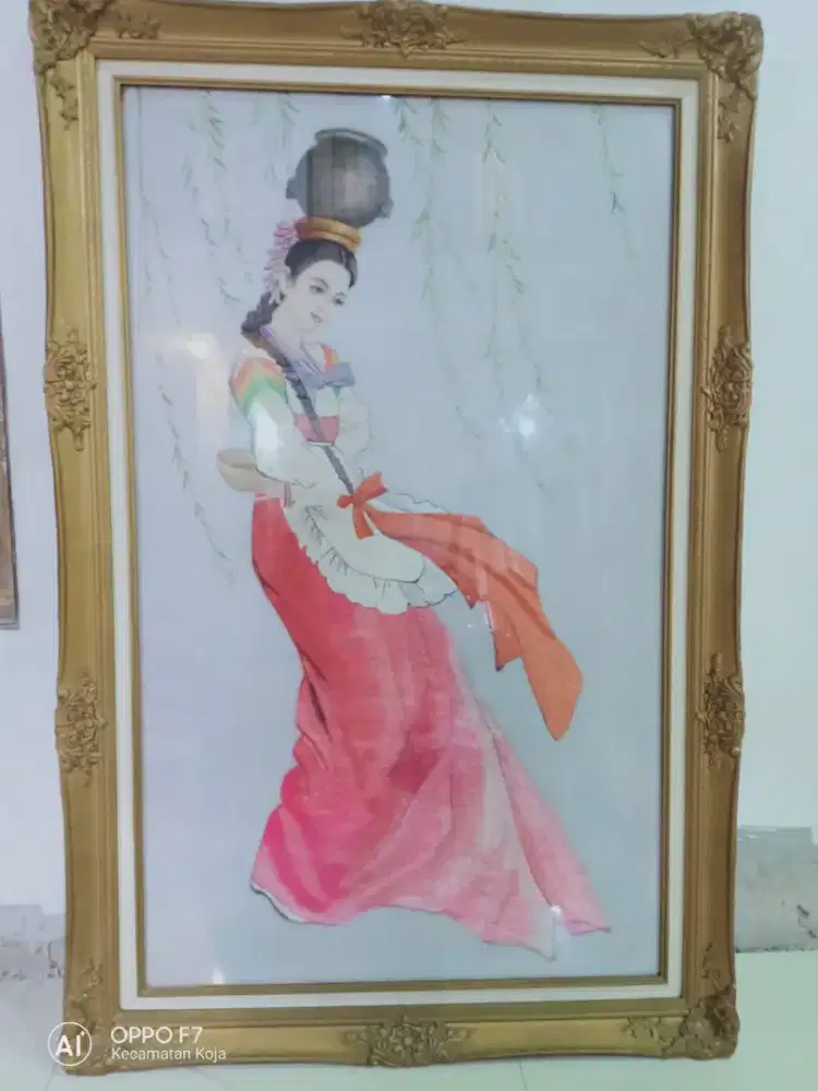 Pajangan Sulam Sutra  Wanita Cina