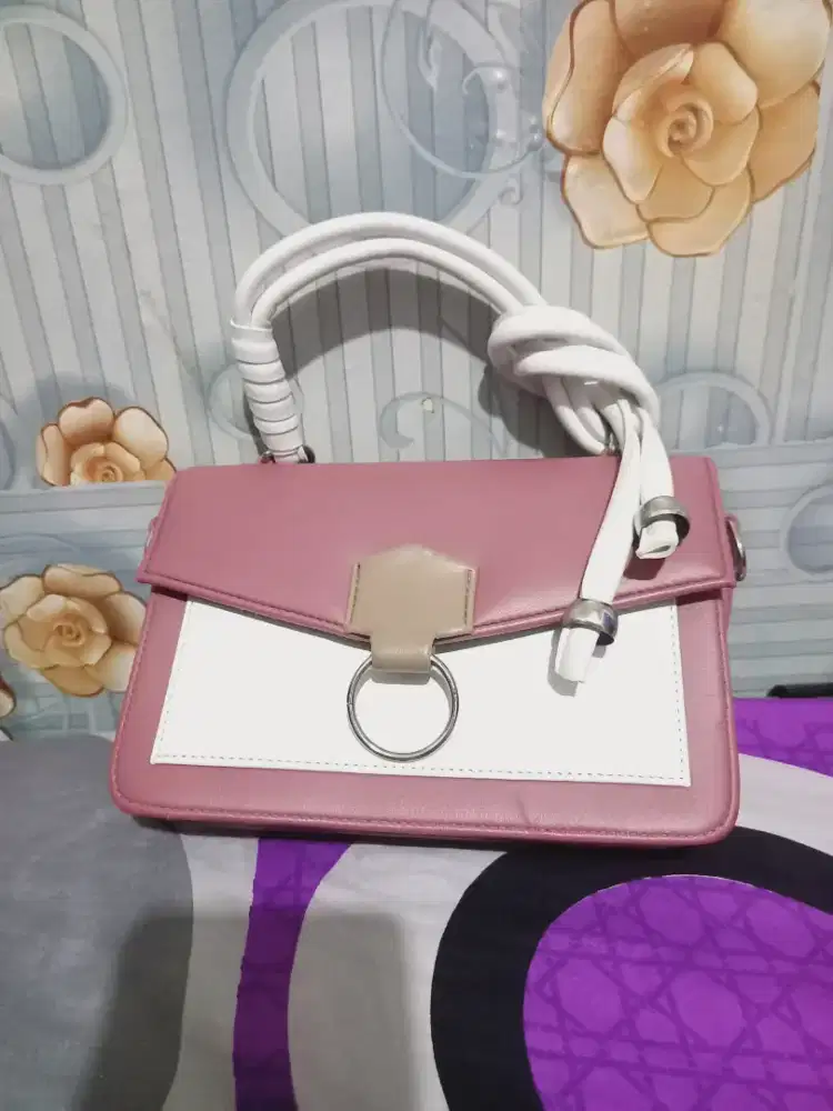 Tas Selempang Kecil Wanita Pink Putih