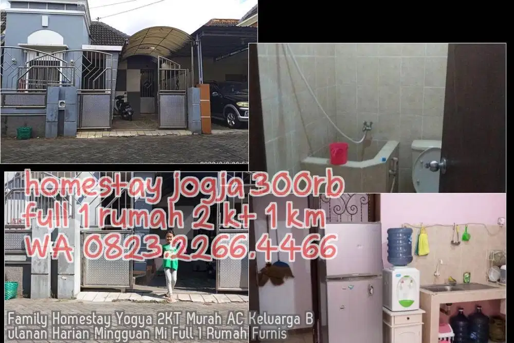 Family Homestay Yogya 2KT Murah AC Keluarga Bulanan Harian Mingguan Mi