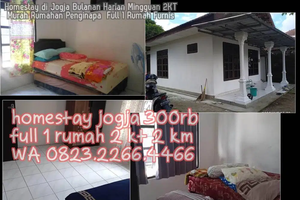 Homestay di Jogja Bulanan Harian Mingguan 2KT Murah Rumahan Penginapa