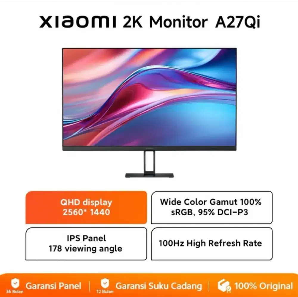 Xiaomi Monitor A27Qi 2K 100 Hz  95% DCI-P3 100% sRGB Garansi Resmi