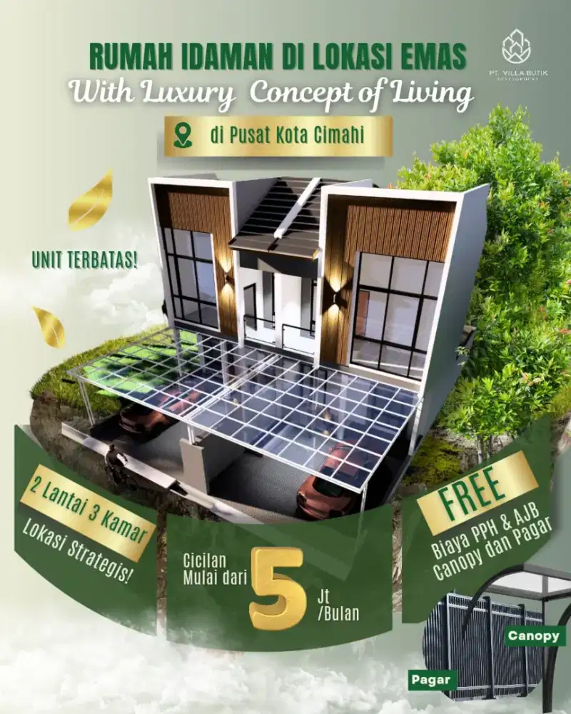 Rumah Baru Kota Cimahi 2 Lantai dekat Alun alun 900jt an Kt 3 Km 2 SHM