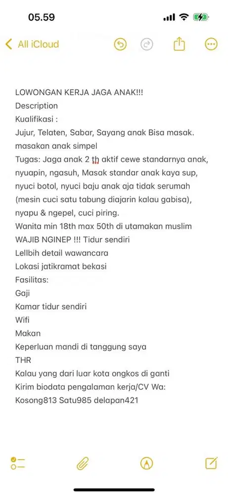 Lowongan kerja jaga anak