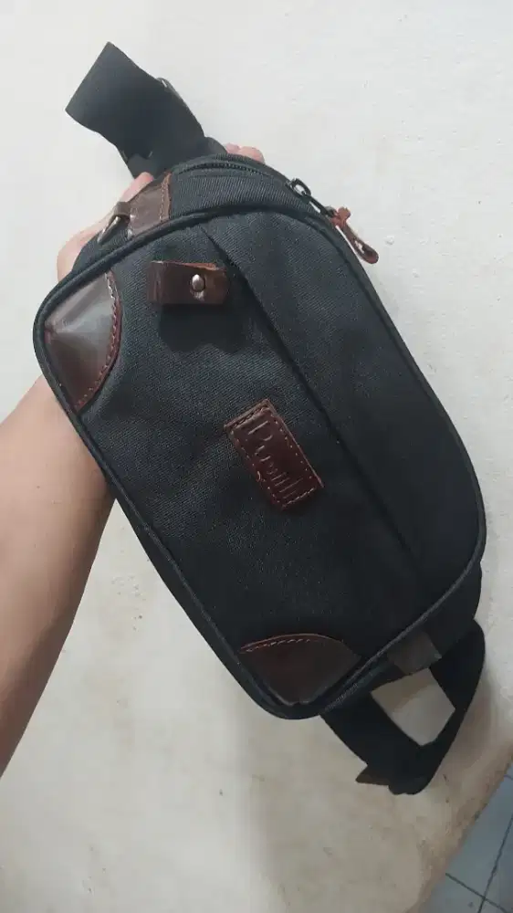 Waistbag pussil kombinasi kulit dan kordura